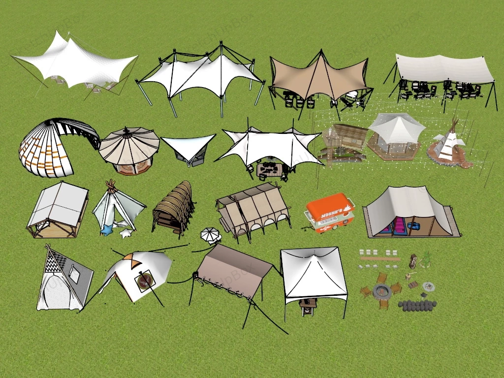 Camping Tents And Equipment sketchup model preview - SketchupBox