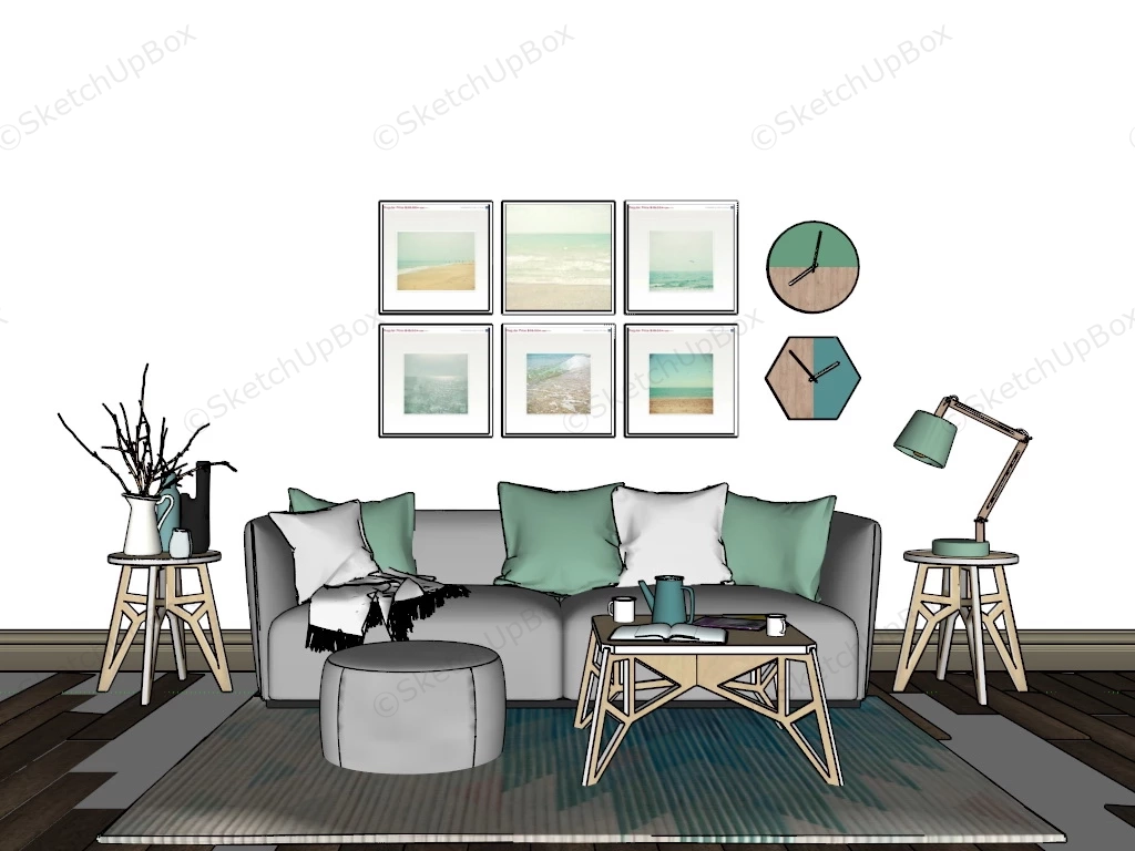 Small Coastal Living Room Ideas sketchup model preview - SketchupBox