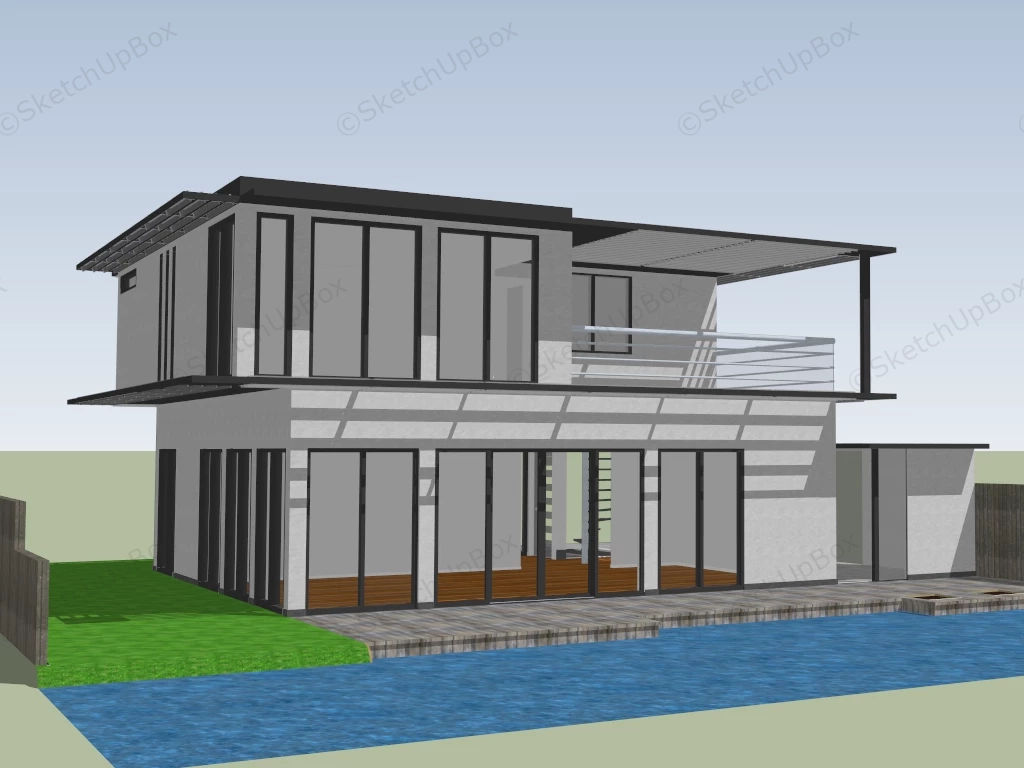 Modern Home With Pool sketchup model preview - SketchupBox