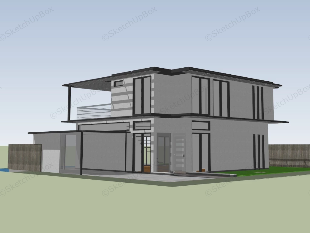 Modern Home With Pool sketchup model preview - SketchupBox