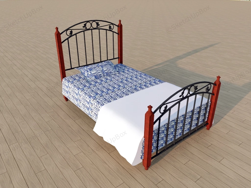 Wood & Wrought Iron Bed sketchup model preview - SketchupBox