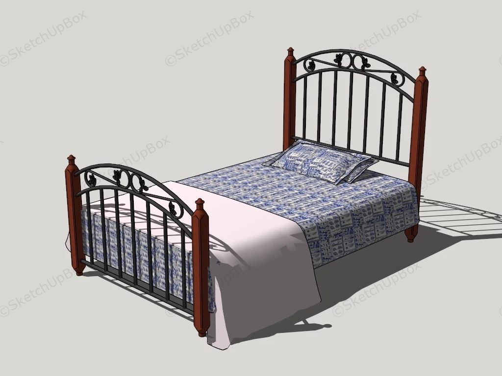 Wood & Wrought Iron Bed sketchup model preview - SketchupBox