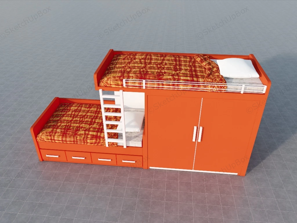 Loft Bed With Storage sketchup model preview - SketchupBox