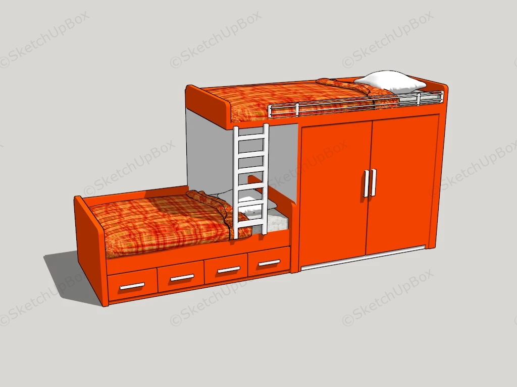 Loft Bed With Storage sketchup model preview - SketchupBox