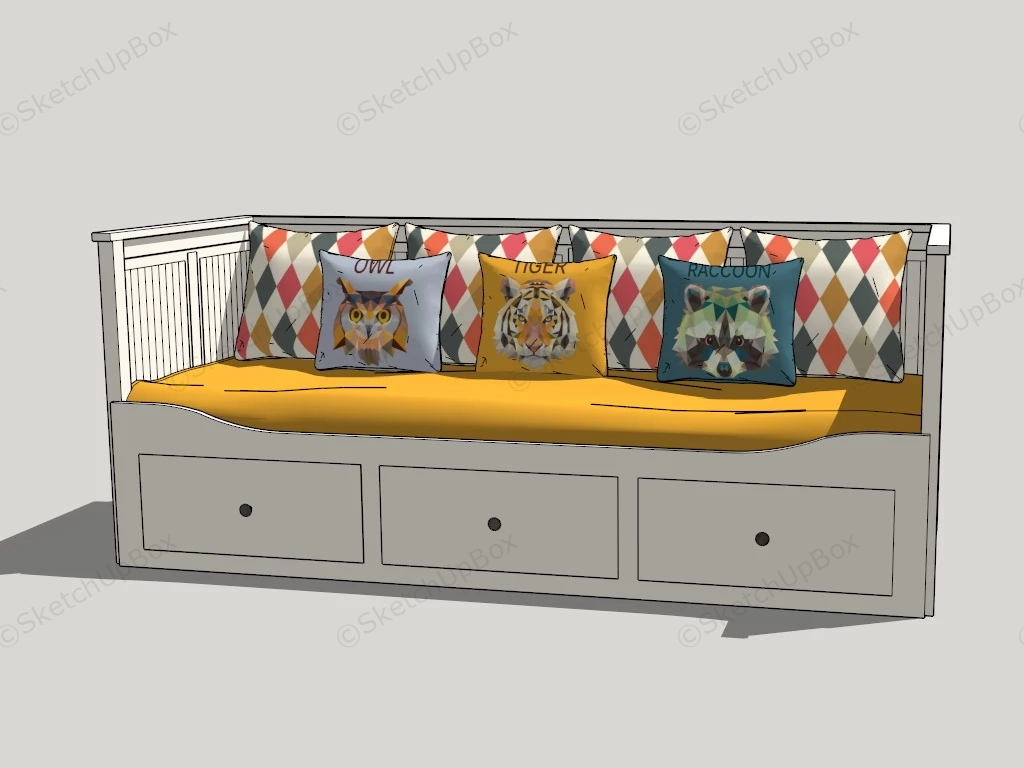 Wood Sofa With Drawers sketchup model preview - SketchupBox