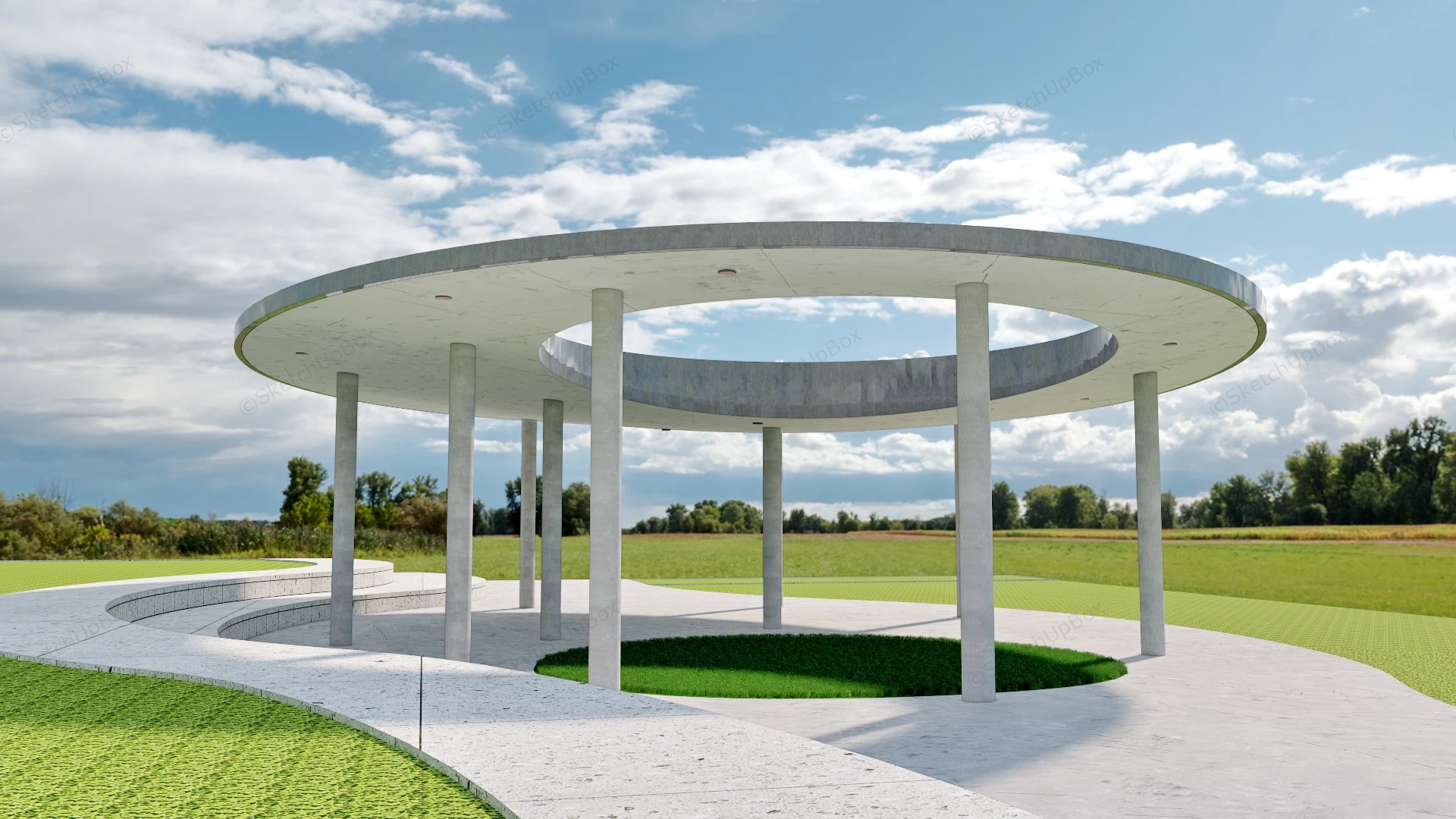 Public Park Pergola Design sketchup model preview - SketchupBox