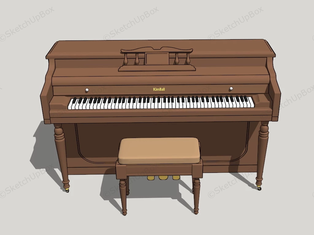 Kimball Upright Piano sketchup model preview - SketchupBox