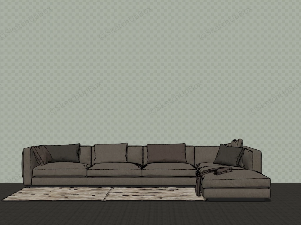 Chaise Sectional Couch sketchup model preview - SketchupBox