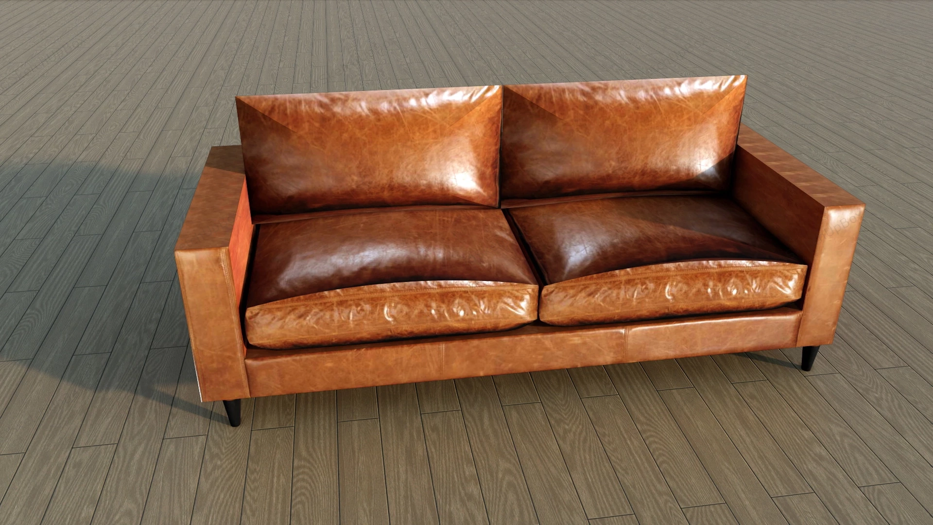 Tan Leather Couch sketchup model preview - SketchupBox