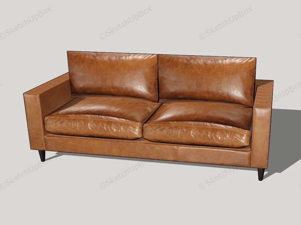 Tan Leather Couch sketchup model preview - SketchupBox