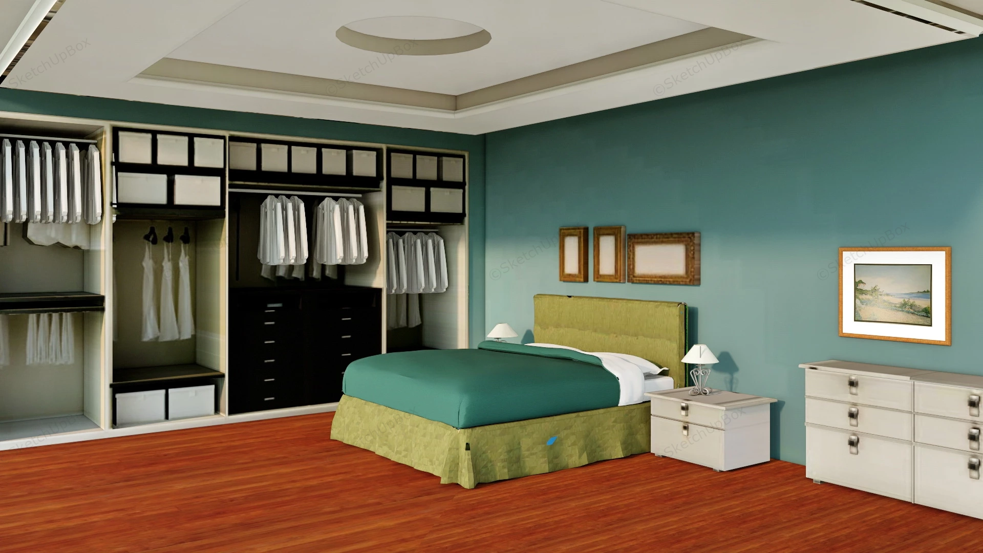 Retro Style Bedroom Idea sketchup model preview - SketchupBox