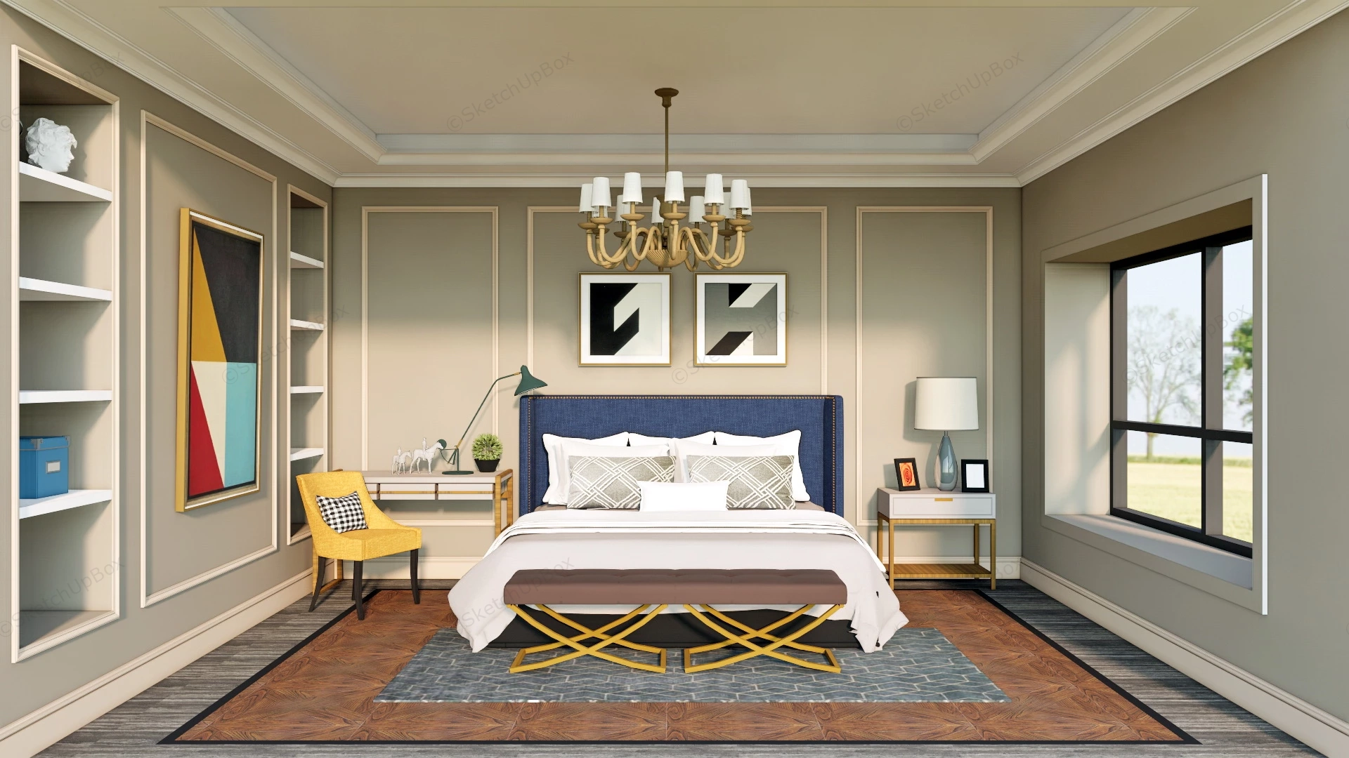 Minimalist Bedroom Ideas sketchup model preview - SketchupBox