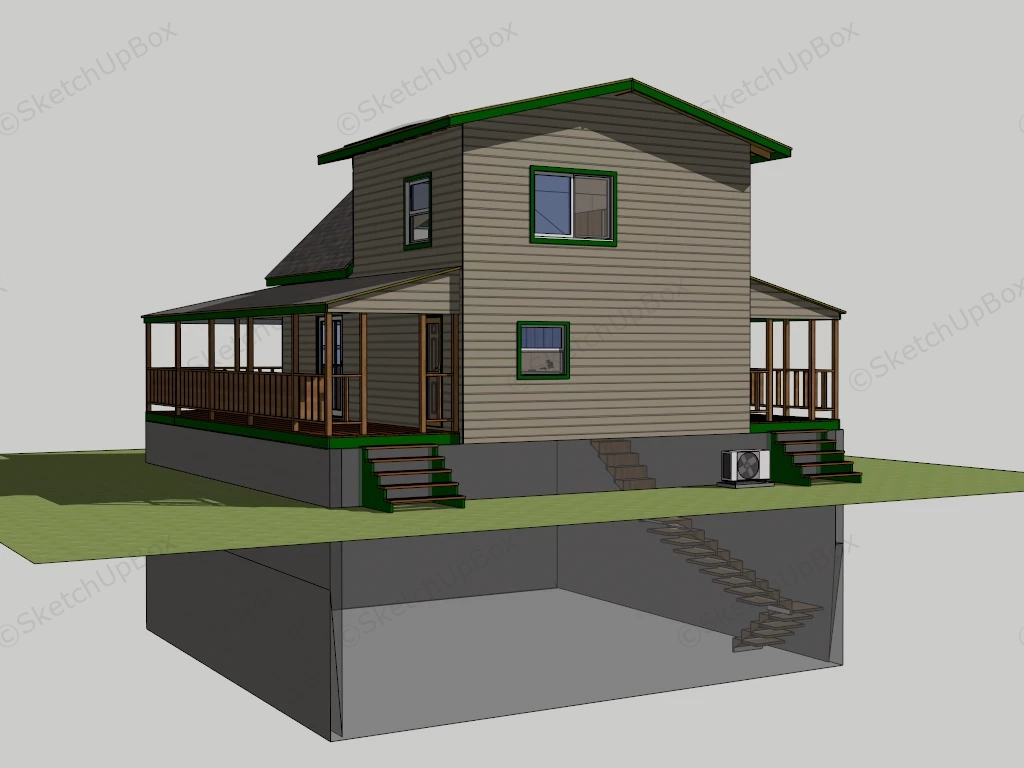 Small House With Basement sketchup model preview - SketchupBox