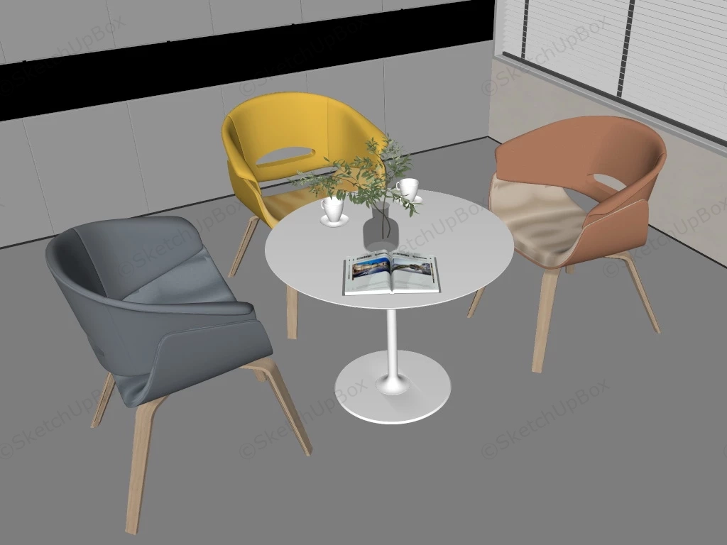 Casual Dining Table And Chairs sketchup model preview - SketchupBox