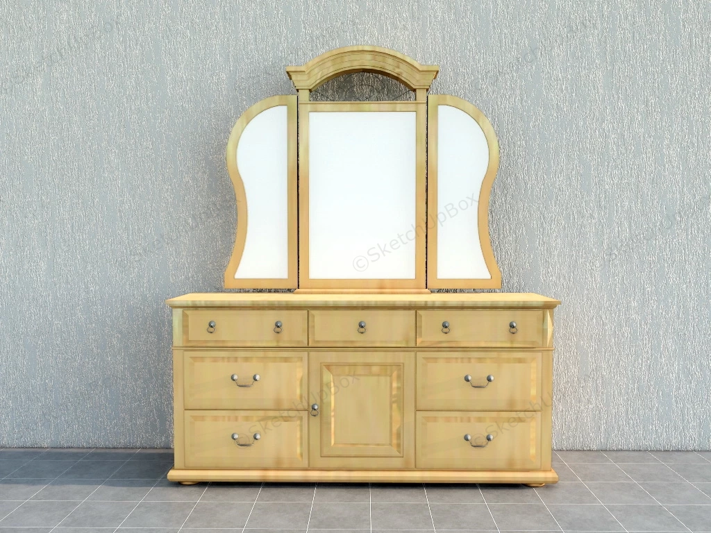 Vintage Dressing Table Vanity sketchup model preview - SketchupBox