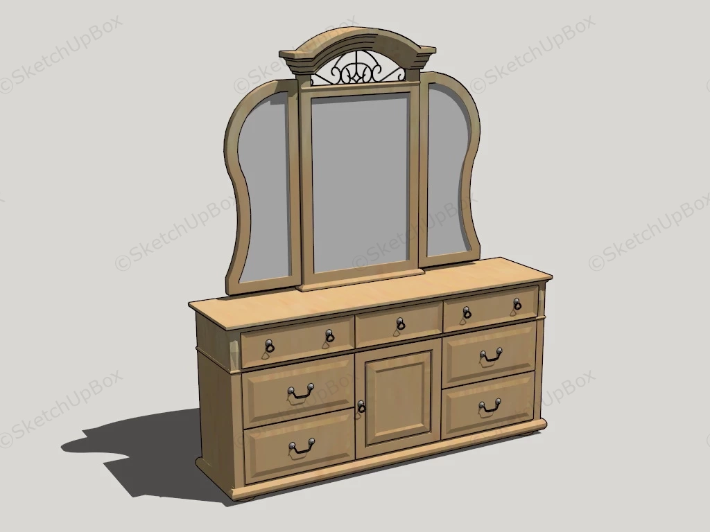 Vintage Dressing Table Vanity sketchup model preview - SketchupBox