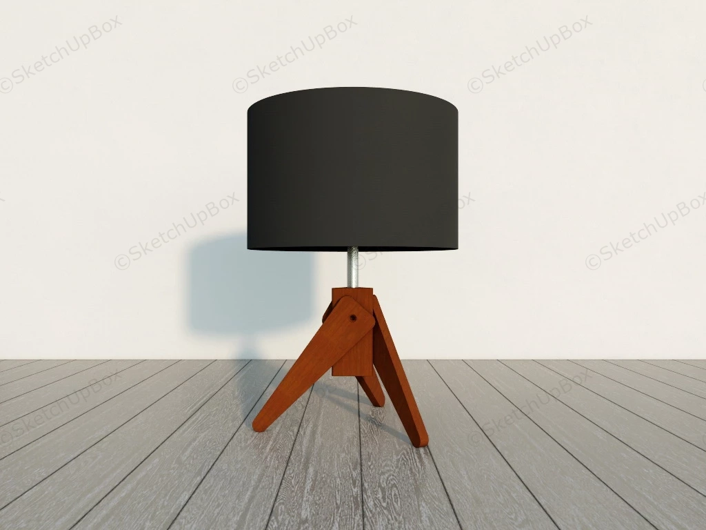 Wood Tripod Base Table Lamp sketchup model preview - SketchupBox