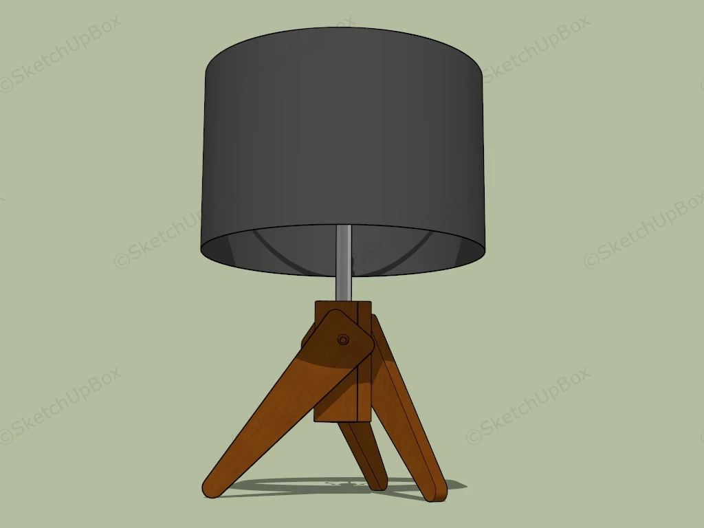 Wood Tripod Base Table Lamp sketchup model preview - SketchupBox