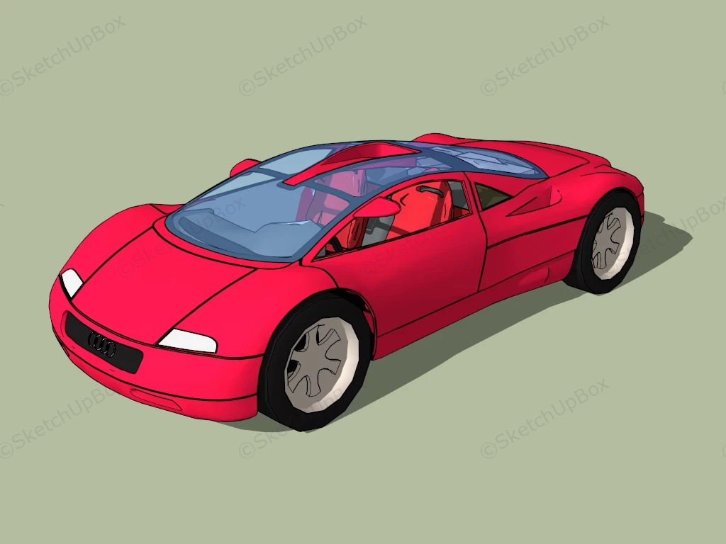 Red Audi Avus Quattro sketchup model preview - SketchupBox