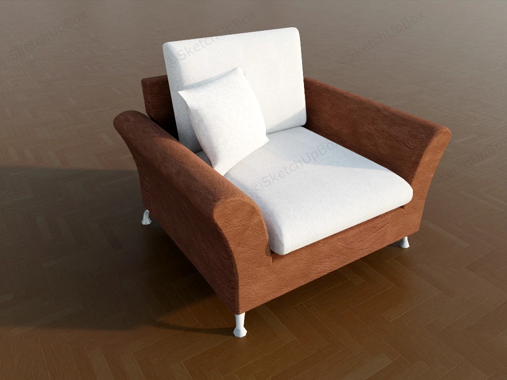 Brown Leather Armchair sketchup model preview - SketchupBox