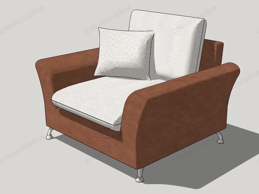 Brown Leather Armchair sketchup model preview - SketchupBox