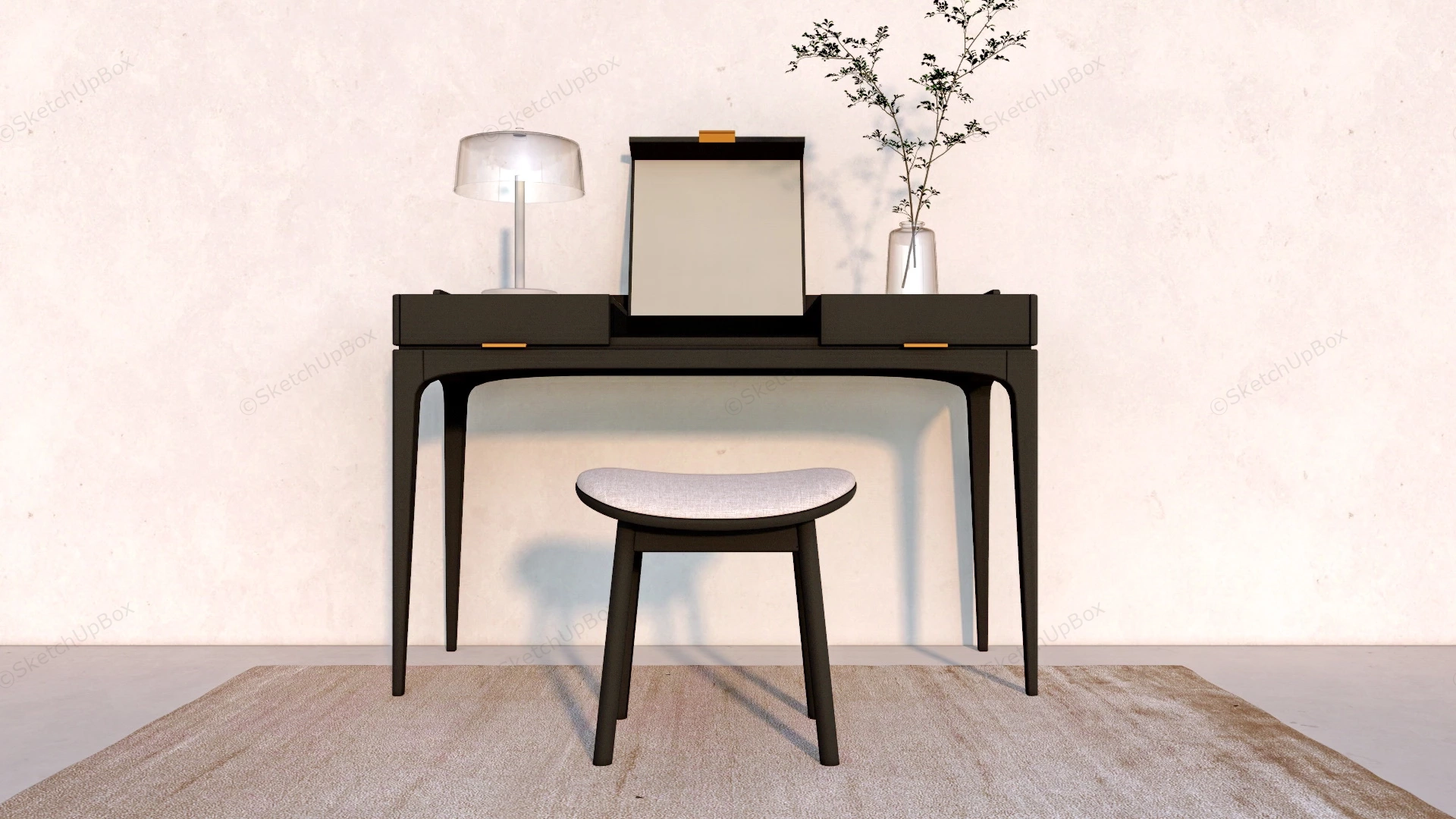 Black Minimalist Dressing Table sketchup model preview - SketchupBox