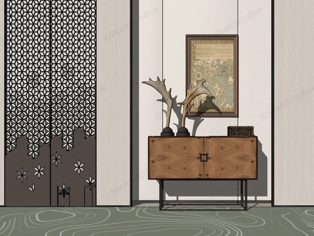 Entryway Console And Accent Wall sketchup model preview - SketchupBox