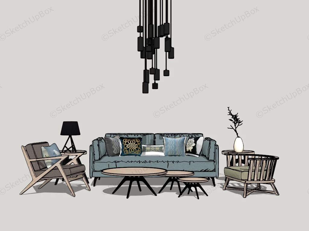 Small Living Room Furniture Set sketchup model preview - SketchupBox