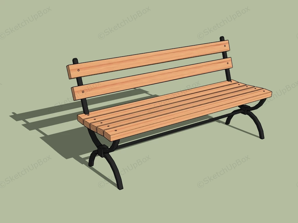 Metal And Wood Outdoor Bench sketchup model preview - SketchupBox