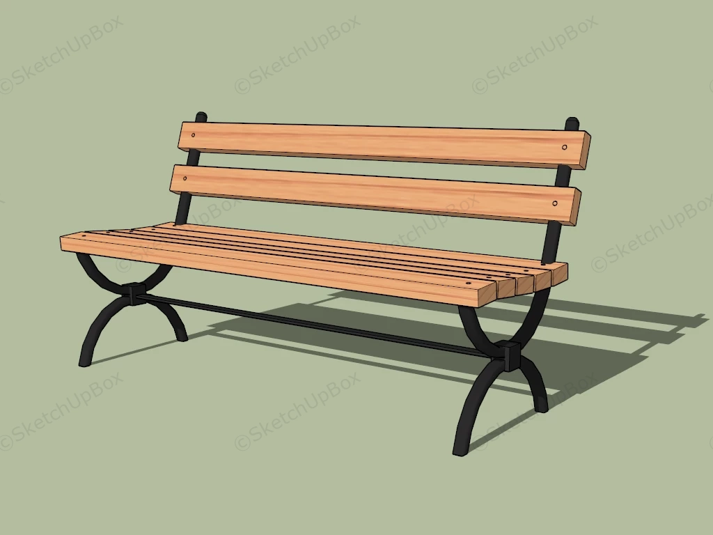 Metal And Wood Outdoor Bench sketchup model preview - SketchupBox