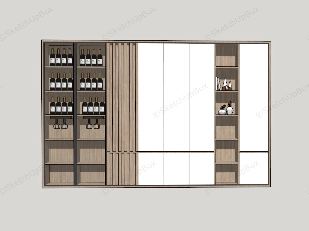 Modern Cupboard With Wine Cabient sketchup model preview - SketchupBox