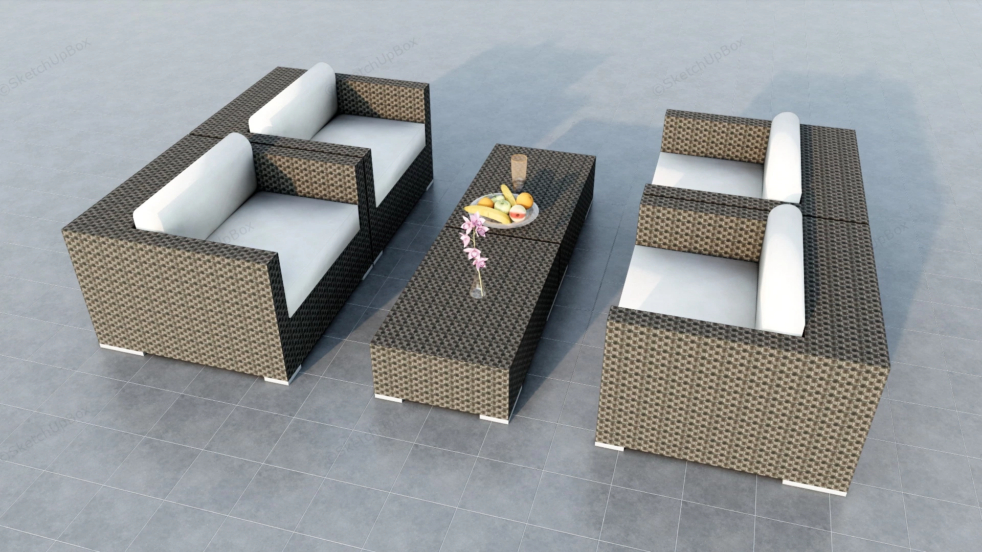 Wicker Patio Conversation Set sketchup model preview - SketchupBox