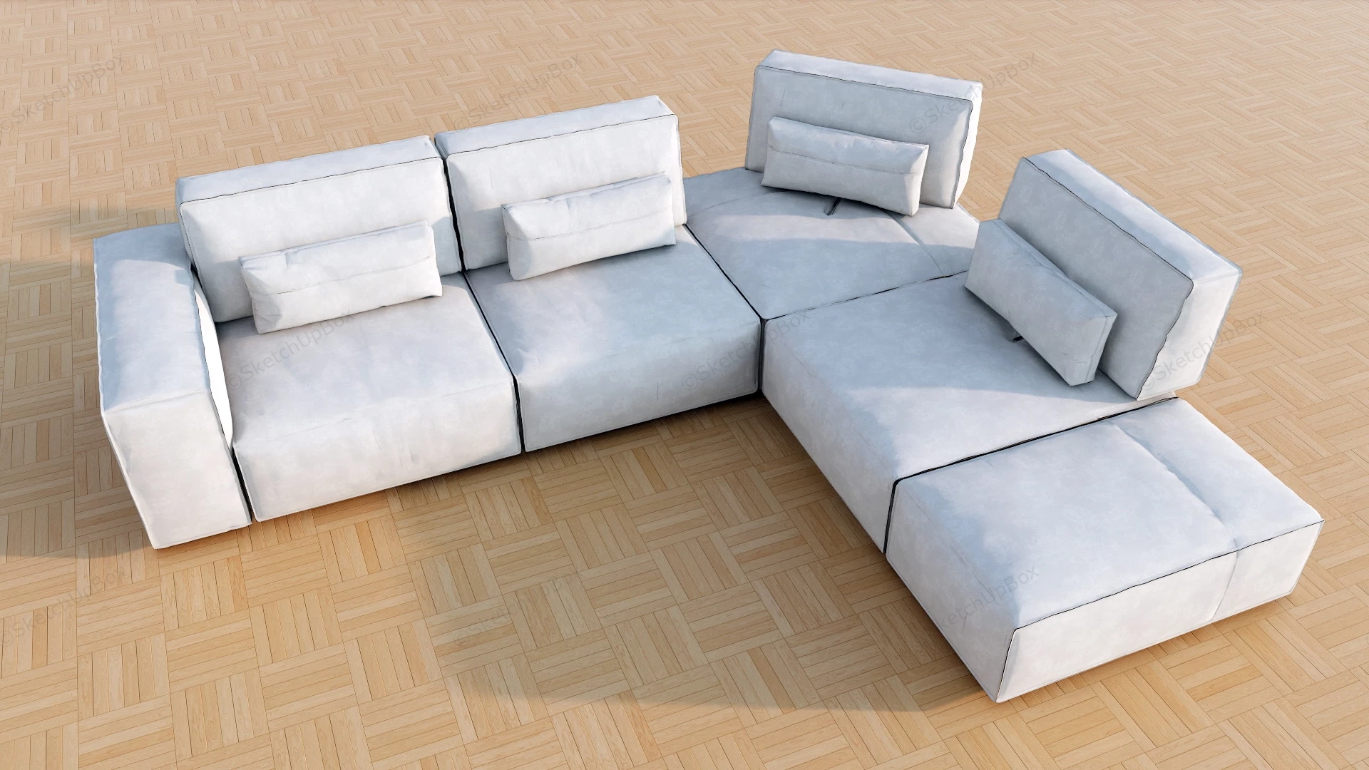 Light Grey Sectional Sofa sketchup model preview - SketchupBox