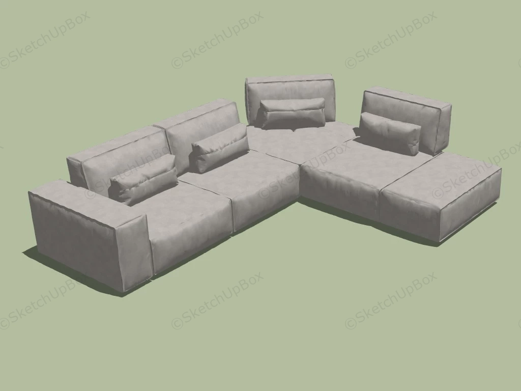 Light Grey Sectional Sofa sketchup model preview - SketchupBox