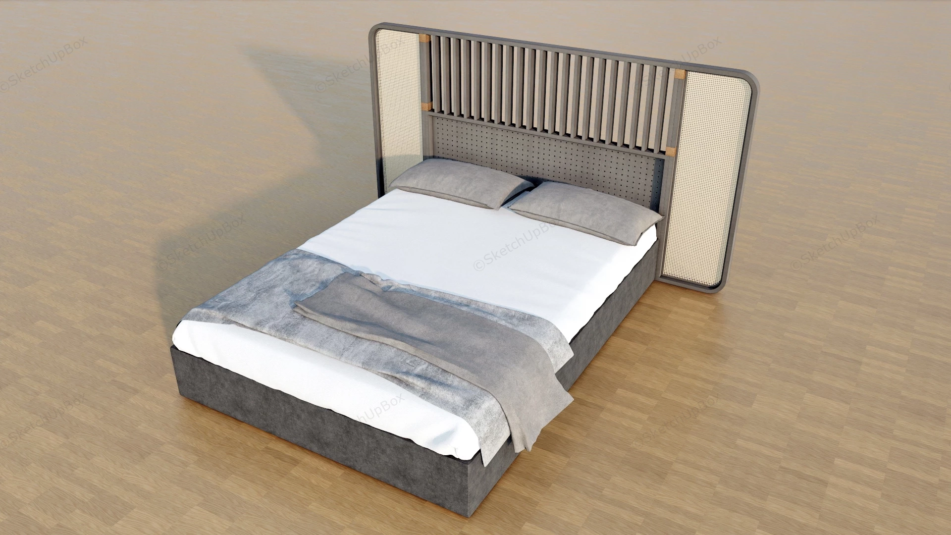 Modern Chinese Bed sketchup model preview - SketchupBox