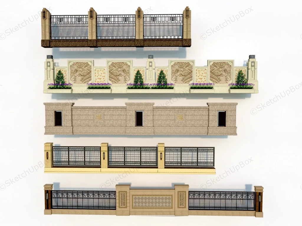 Backyard Fence Wall Design Ideas sketchup model preview - SketchupBox