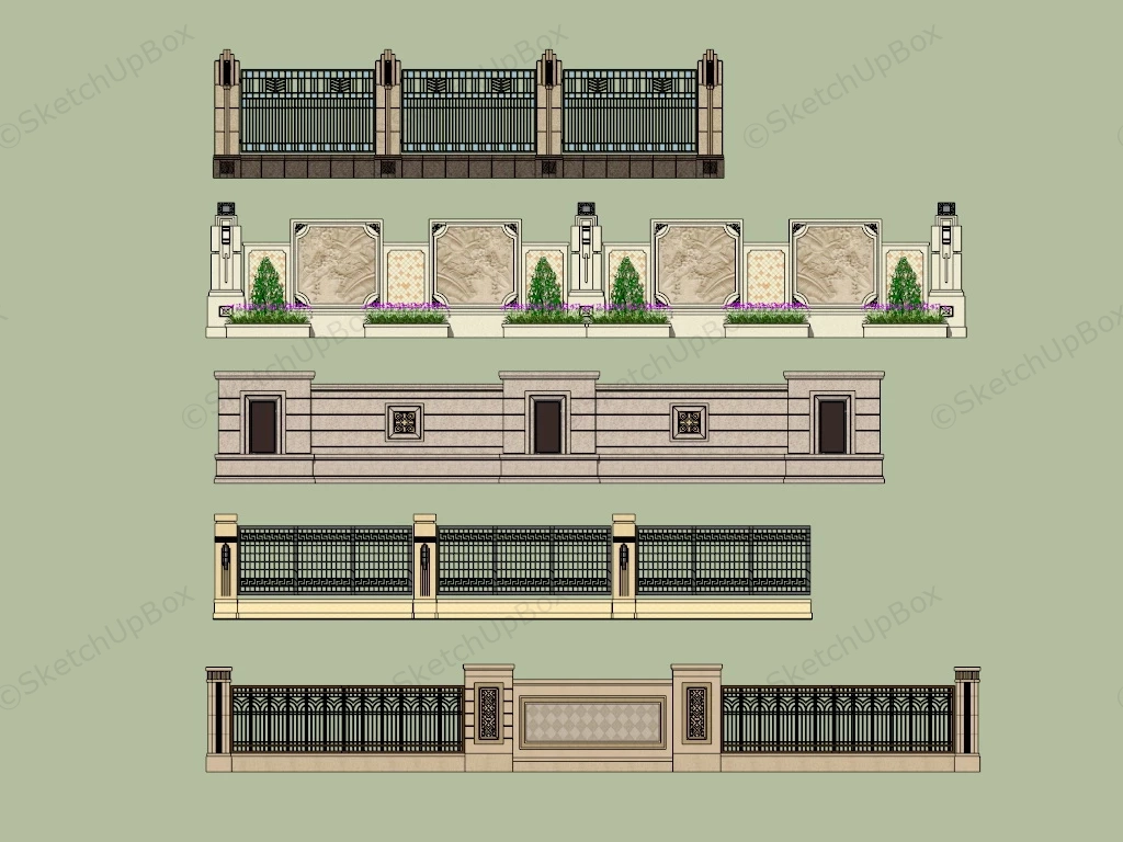 Backyard Fence Wall Design Ideas sketchup model preview - SketchupBox