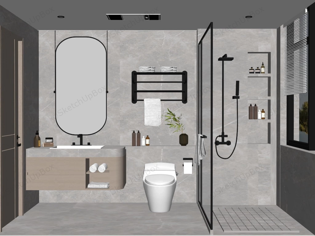 Light Grey Bathroom Idea sketchup model preview - SketchupBox