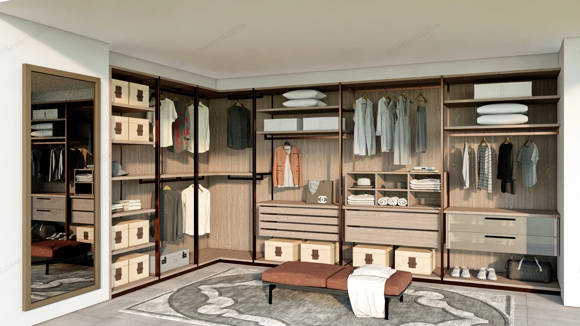 Modern Dressing Room Design sketchup model preview - SketchupBox