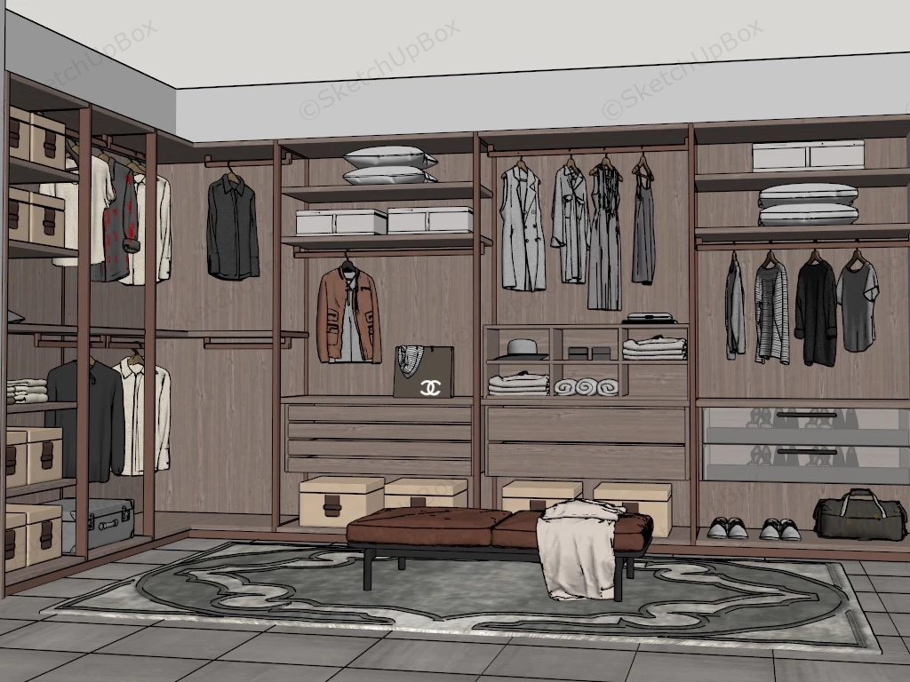 Modern Dressing Room Design sketchup model preview - SketchupBox