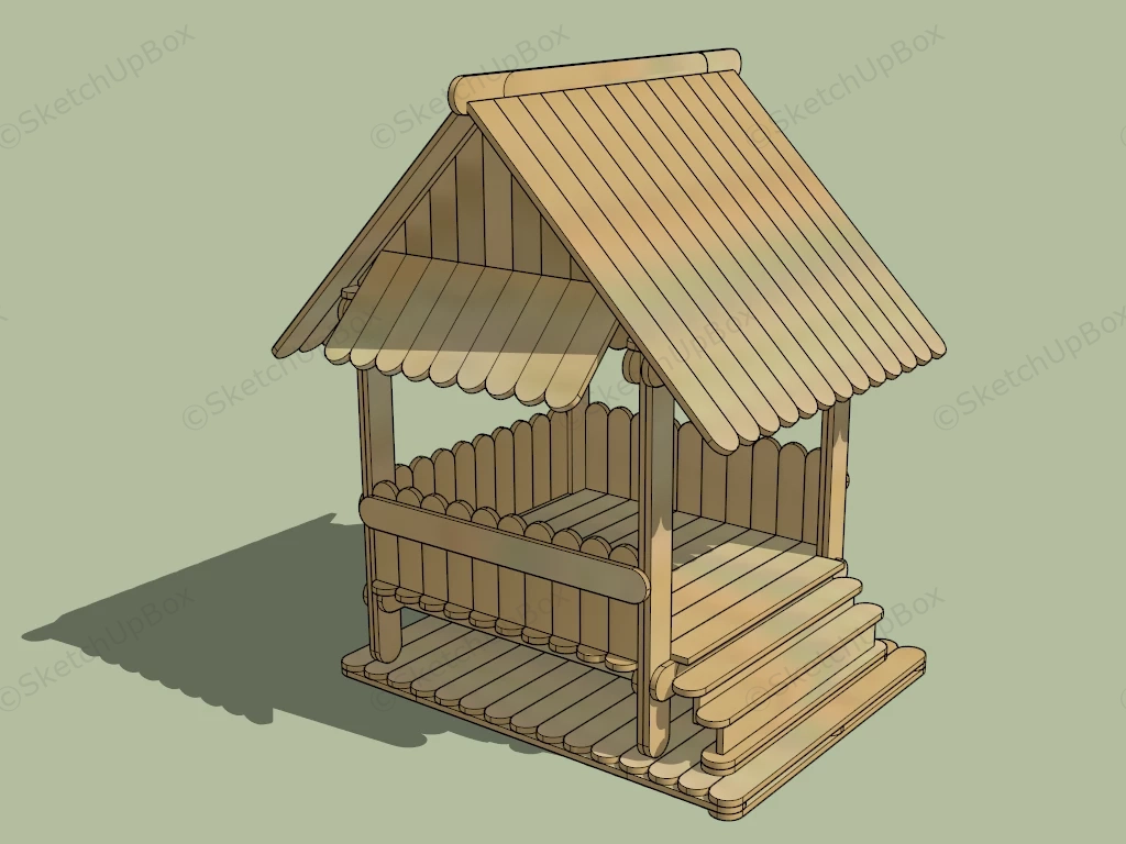 Wood Japanese Pavilion sketchup model preview - SketchupBox