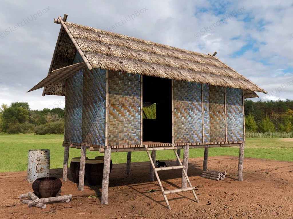 Stilted Farmer Hut sketchup model preview - SketchupBox