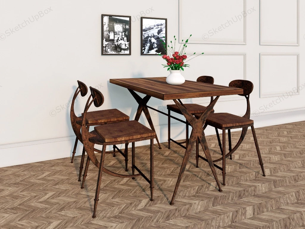 Rustic Dining Set sketchup model preview - SketchupBox