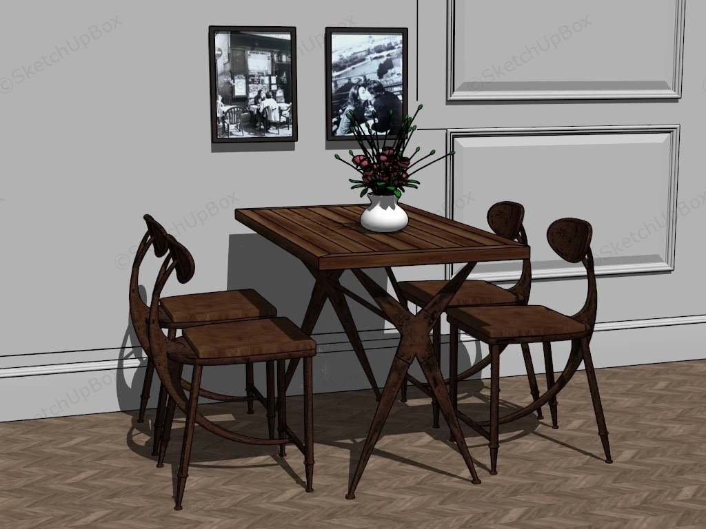 Rustic Dining Set sketchup model preview - SketchupBox