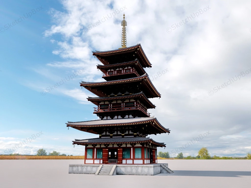 Chinese Buddhist Pagoda sketchup model preview - SketchupBox