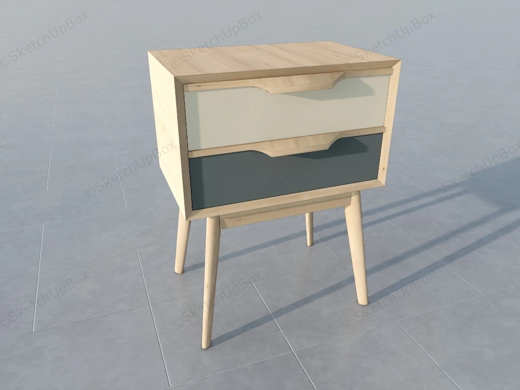 Natural Wood Nightstand sketchup model preview - SketchupBox