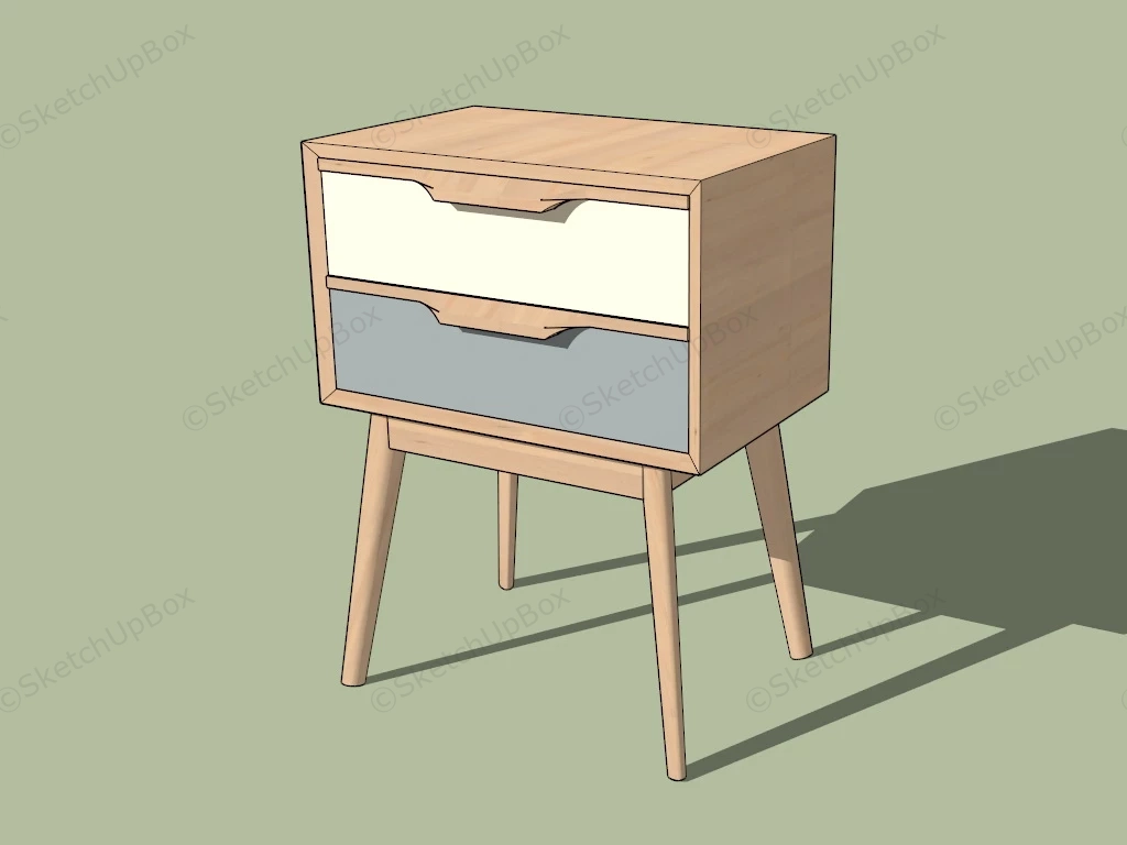 Natural Wood Nightstand sketchup model preview - SketchupBox