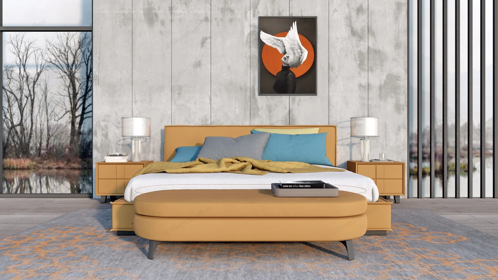 Orange Bedroom Set sketchup model preview - SketchupBox