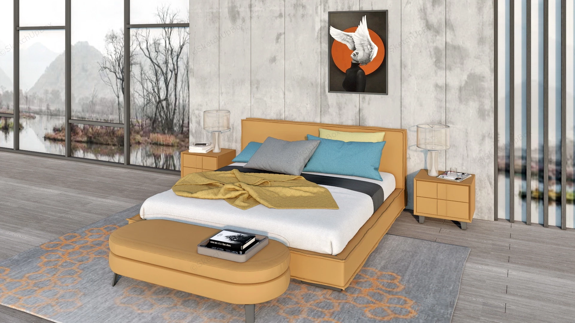 Orange Bedroom Set sketchup model preview - SketchupBox