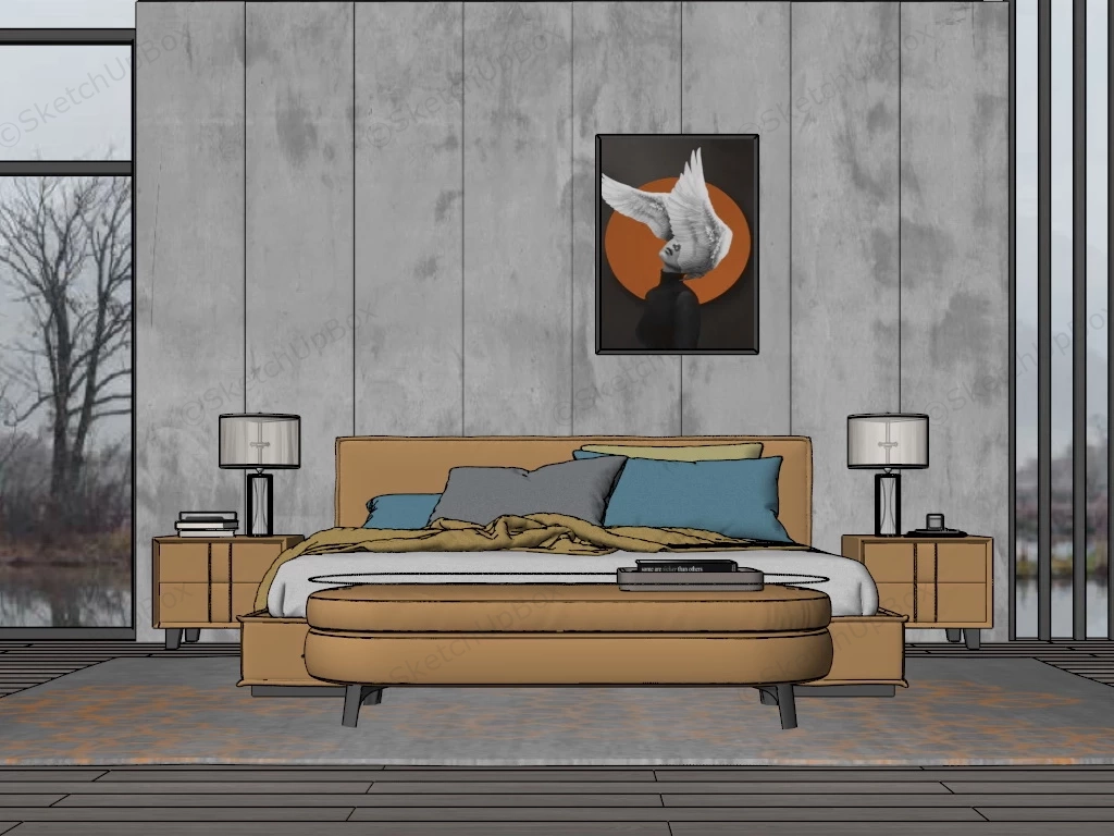 Orange Bedroom Set sketchup model preview - SketchupBox